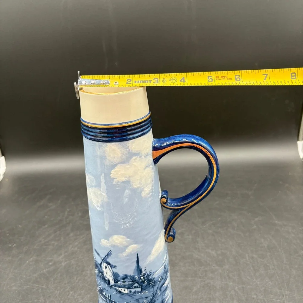 Vtg Rare HTF HandPainted 1907 Sarreguemines Ceramic Tall Pitcher Dutch